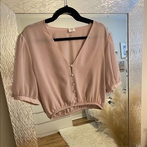 *SOLD* Wilfred Baby Pink Chiffon Sleeve Blouse from Aritzia